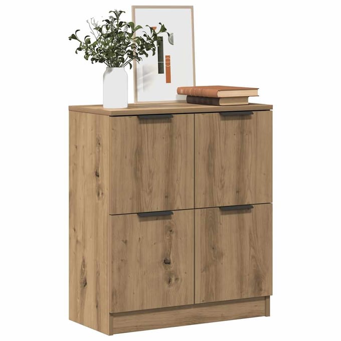 vidaXL - Dressoir - 60x30x70 - cm - bewerkt - hout - artisan - eikenkleurig