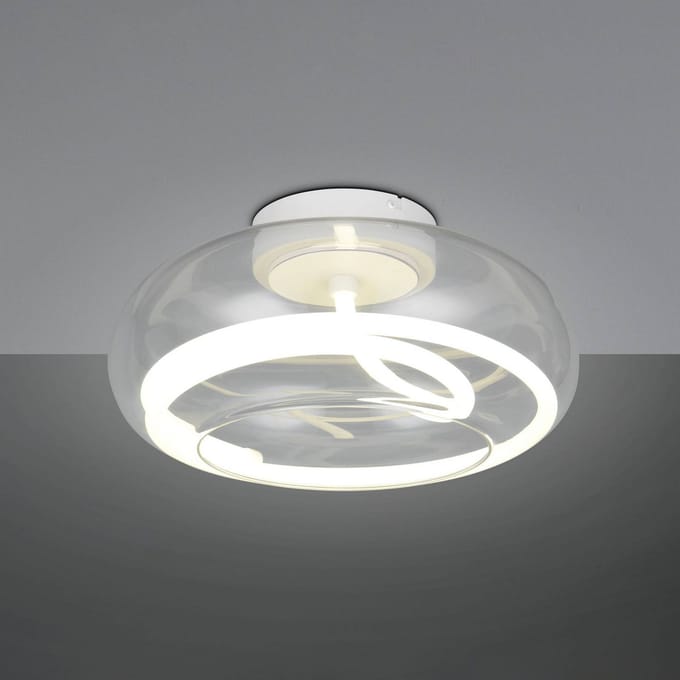 Trio Lighting LED plafondlamp Tarsia, mat wit, Ø 40 cm glas