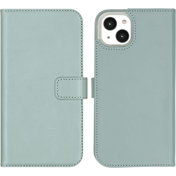 Selencia iPhone 14 Plus Leren Portemonnee Hoesje Lichtblauw