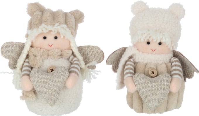 J-Line figuur Jongen En Meisje - textiel - wit/beige - small - 2 stuks