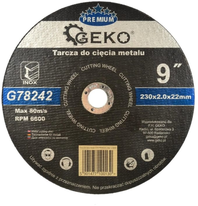 GEKO Metaalschijf - Corundum - Glasvezelversterkt - 230 mm - 2 mm dikte - 5 stuks