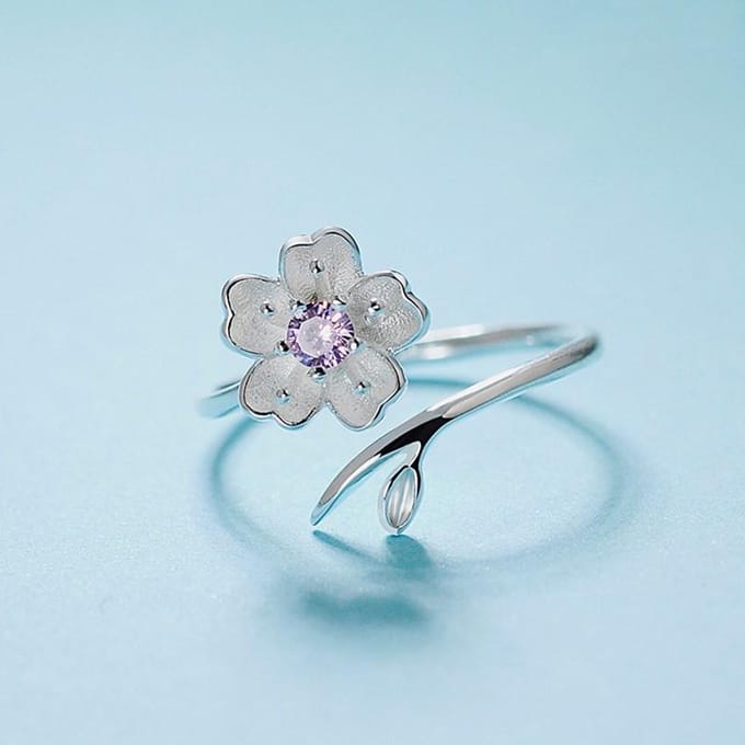 Romantische 925 Sterling Zilver Kersenbloesem Bloem Sieraden Sets Hanger Leuke Bruids Bruiloft Sets white