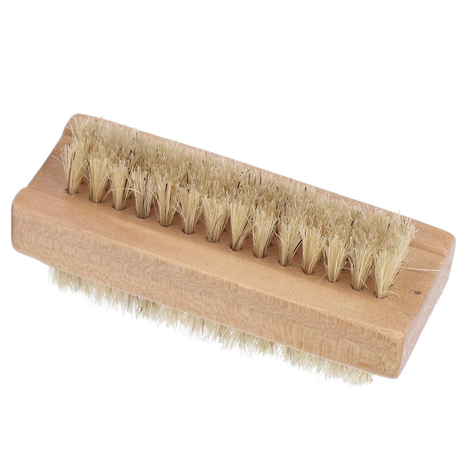 Brosse à ongles double face en bois pour manucure et pédicure beige