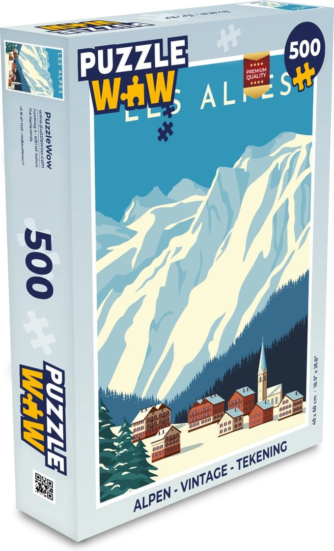Puzzel Alpen - Vintage - Tekening - Legpuzzel - Puzzel 500 stukjes