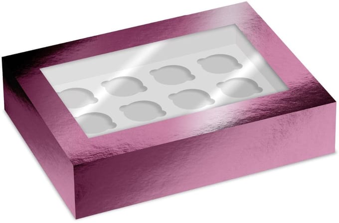 Simply Making Cupcake Box Venster Roze Metallic 12 pk/2