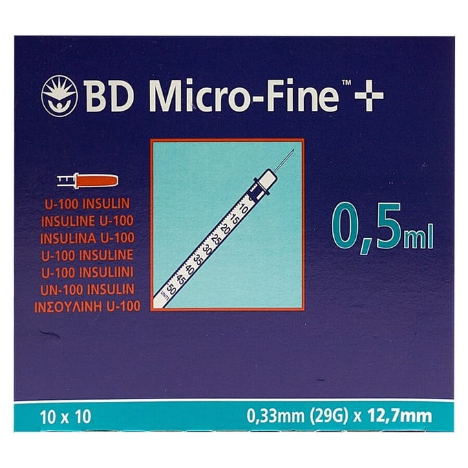 BD Microfine insulinespuit 0,5ml + naald 0,33x12,7mm U100