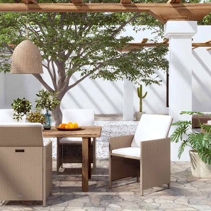 vidaXL - Tuinstoelen - 4 - st - met - kussens - poly - rattan - beige