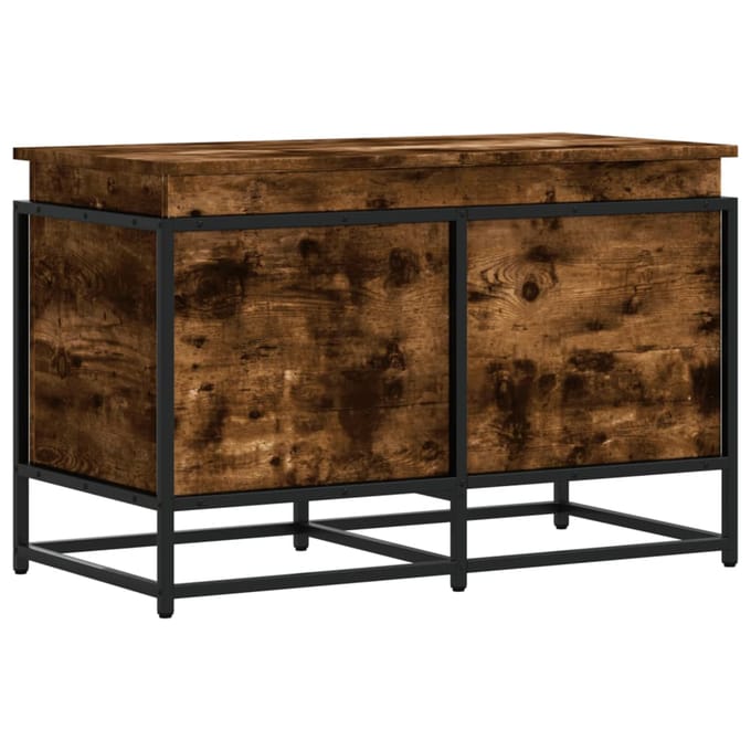 vidaXL - Opbergbox - met - deksel - 80x40x51,5 - cm - bewerkt - hout - gerookt - eiken