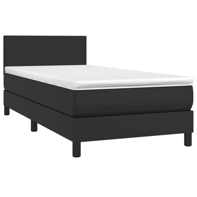 vidaXL - Boxspring - met - matras - en - LED - kunstleer - zwart - 90x200 - cm