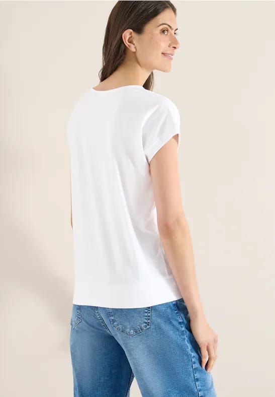 Shirt met korte mouwen en V-hals in effen kleur