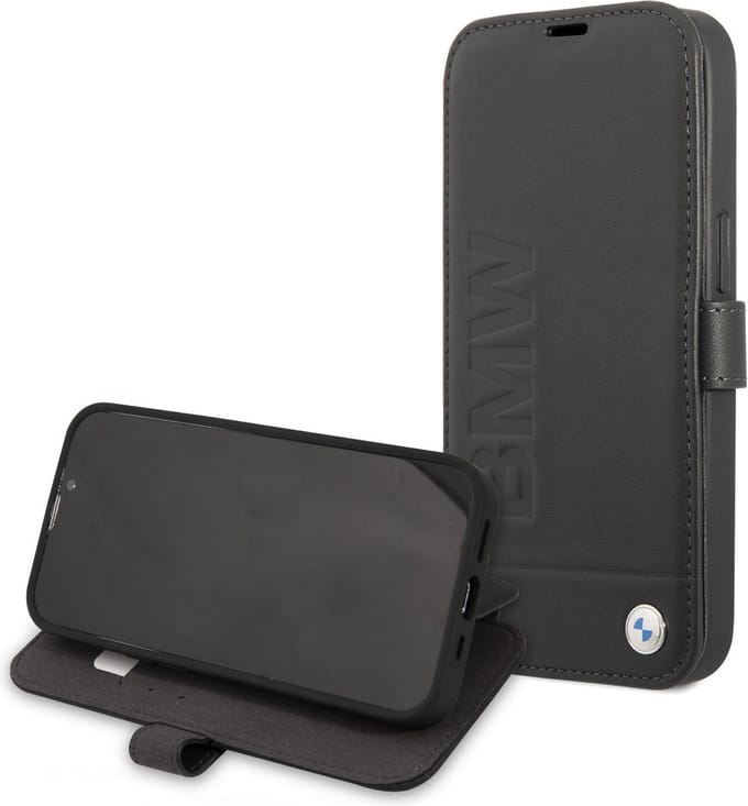 iPhone 13 Mini Bookcase hoesje - BMW - Effen Zwart - Leer