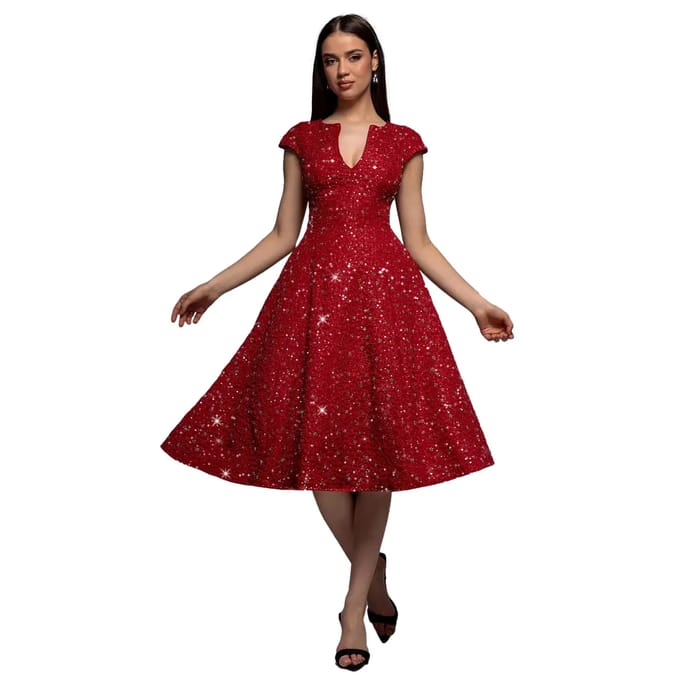 Jurk in jacquard voor dames Goddiva Midi