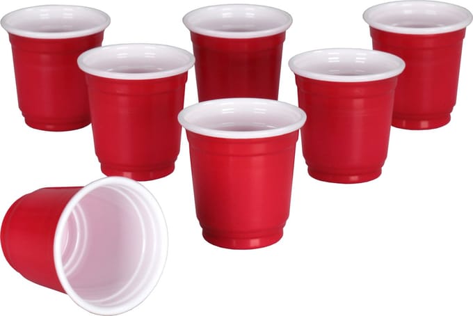 Red cup/Partycup, PP, reusable, 60ml, 2oz, rood (48 stuks)