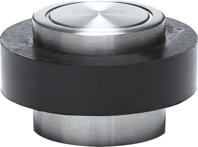 AXA Deurstopper (model FS48) Geborsteld RVS met rubber (Zwart): Vloermontage.