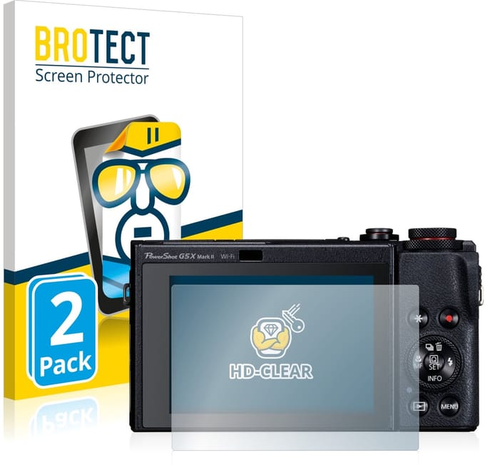 BROTECT - Screenprotector voor Canon PowerShot G5 X Mark II - Folie Beschermfolie transparant 2 Stuks