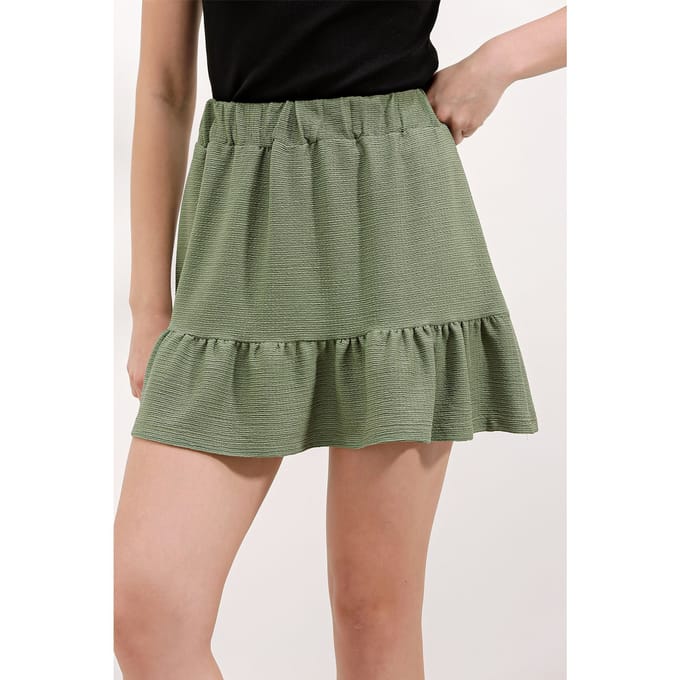 Gestrikte Mini Rok met Rimpeldetail