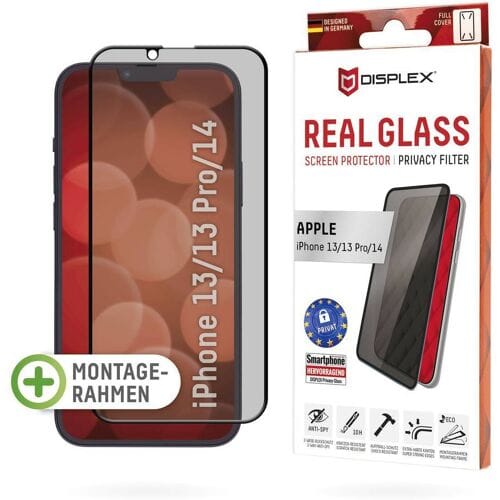 DISPLEX Privacy Glass Full Cover 1706 Screenprotector (glas) met privacyfolie Apple iPhone 14., iPhone 13., iPhone 13 Pro 1 stuk(s)