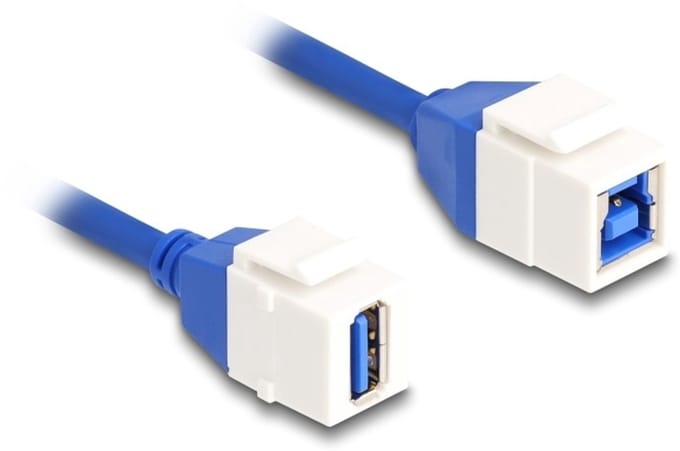 USB-A Keystone module - USB-B Keystone module | USB3.0 5 Gbps | wit | 0,20 meter