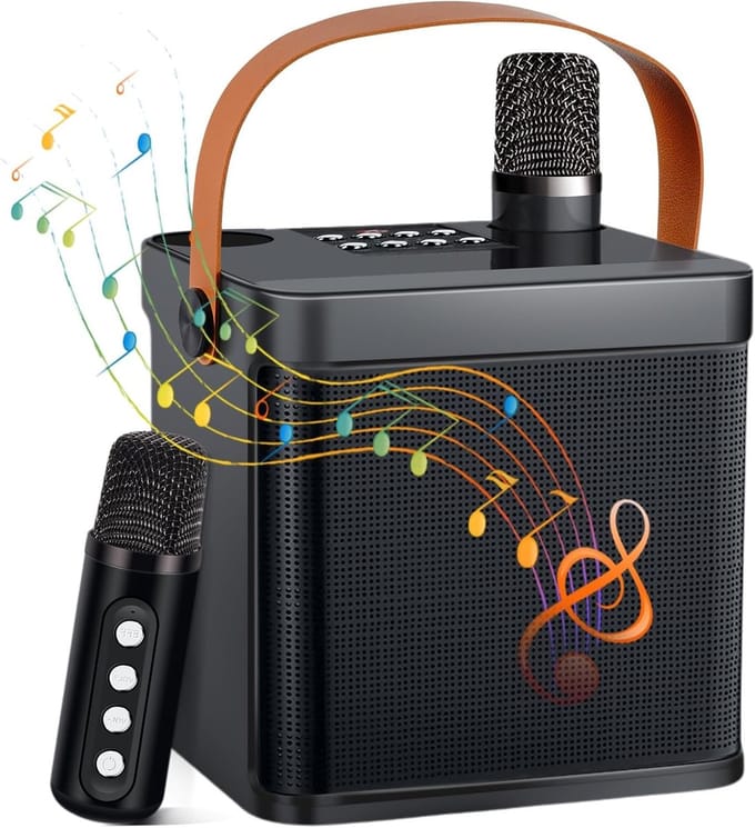 Draadloze Karaoke Machine met 2 Microfoons, Bluetooth Speaker, Draagbare Karaoke Set en Accessoires voor Feestjes en Evenementen
