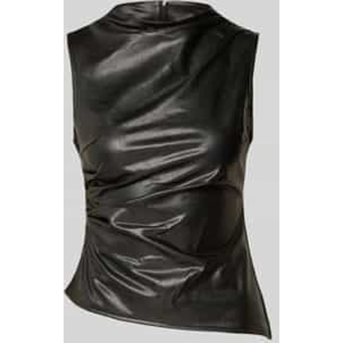 Top in leerlook met plooien, model 'DANDY'