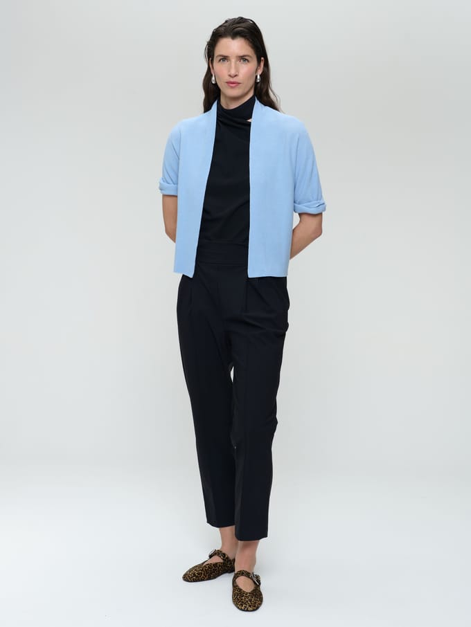 Seamless cotton cardigan 394 | Azzurro - Azzurro / L