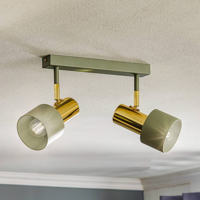 Argon Plafondspot Destin, 2-lamps groen/messing