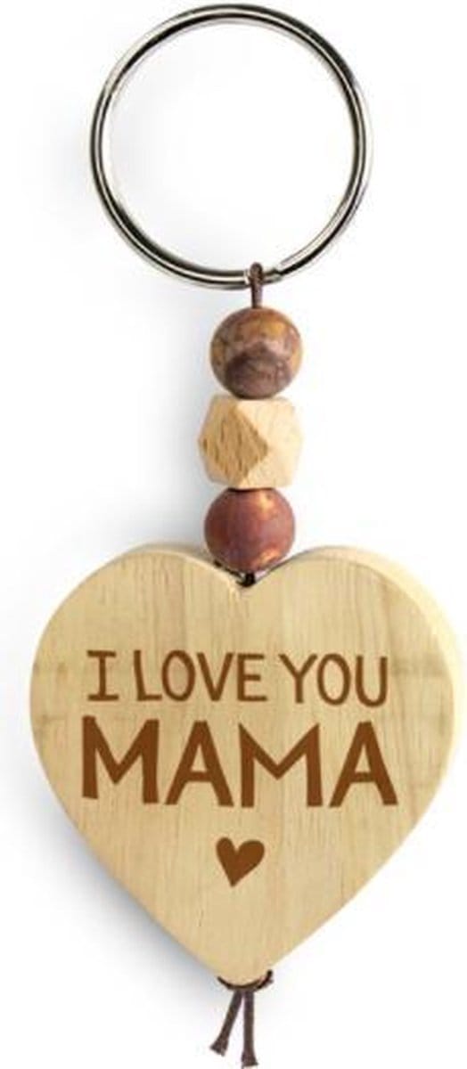 Houten sleutelhanger - I Love you Mama