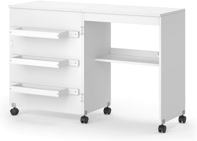 Naaitafel met 3 opbergplanken Wit 118 x 79 cm