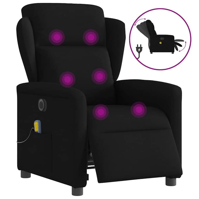 vidaXL - Massagestoel - elektrisch - verstelbaar - stof - zwart