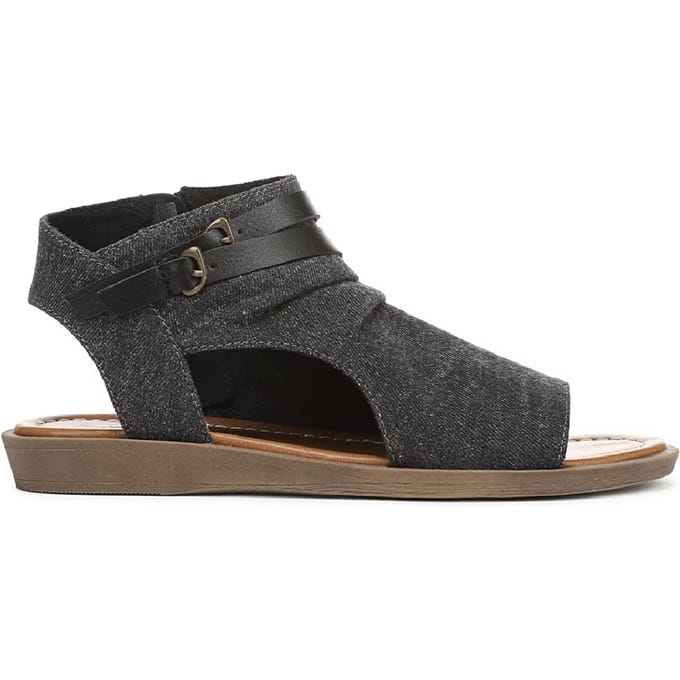 Blowfish Malibu Dames Charcoal Strappy Low Wedge Sandalen - Denver