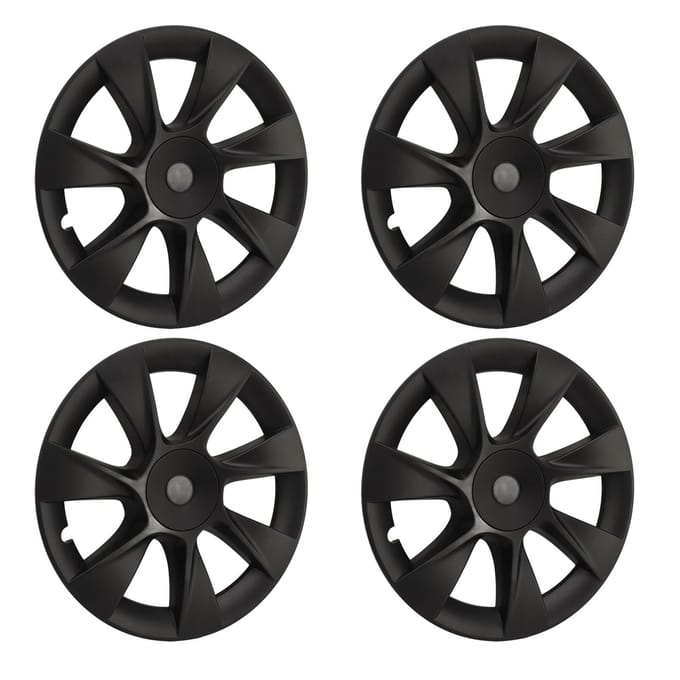 4 Pièces Cache Moyeu de Roue Noir Mat Automobile Protection de Jante Couvrante Remplacement pour Roues 19 Pouces Tesla Model Y 2020 black