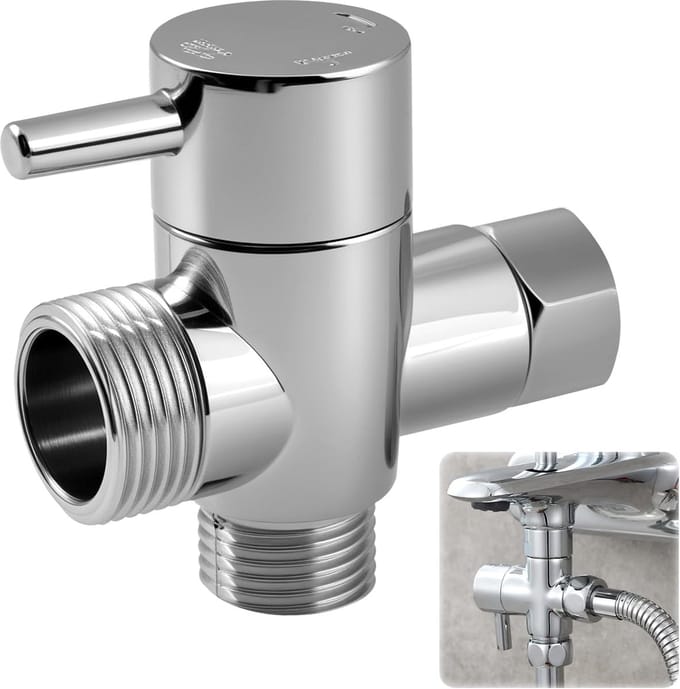 3-weg Ventiel - Omschakelventiel Douche - Douche Flexibiliteit - Massief Messing - 1/2 Inch - Chroom