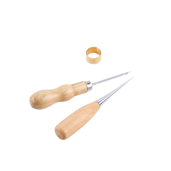 13 stuks Leerbewerking Handstikken Naaigerei beige