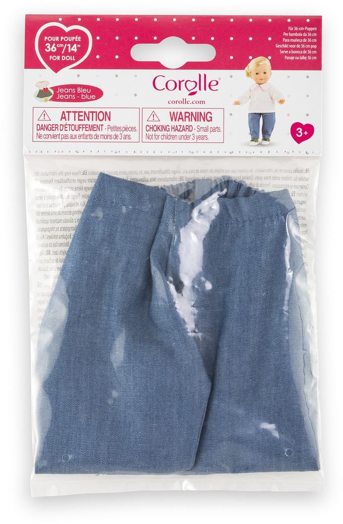 Corolle poppenjeans blauw - kleding voor pop 36cm denim look.