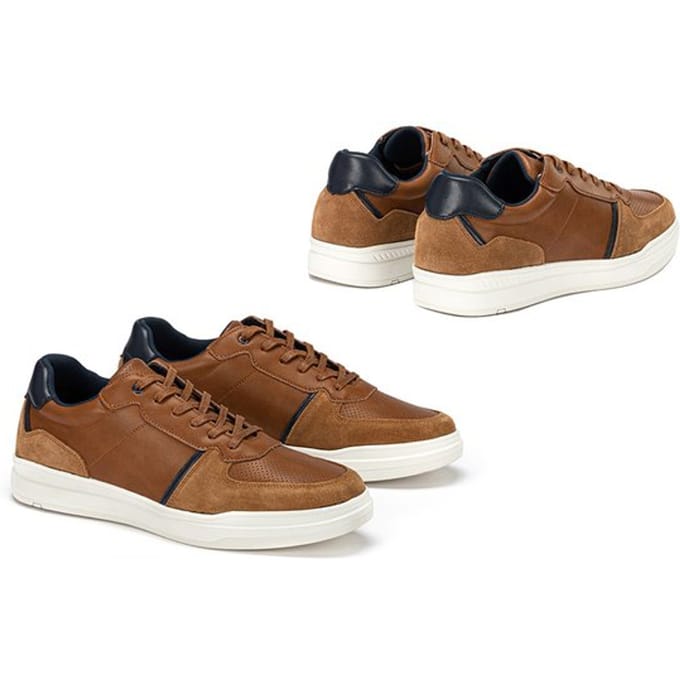 Milanoro - Stijlvolle lederen herensneakers - Cognac - Maat 44