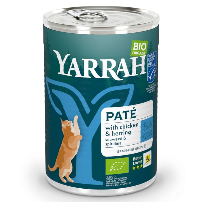 1x400g biologisch paté Vis Yarrah Kattenvoer