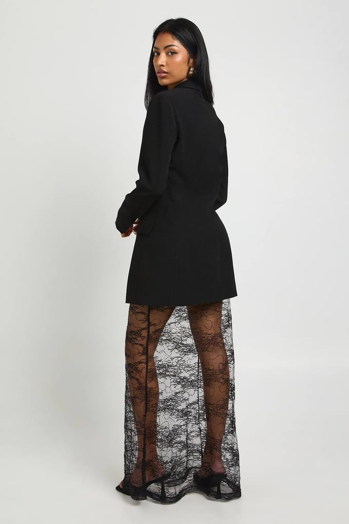 boohoo Dames Kantzoom blazerjurk | Zwart | Maat: 42