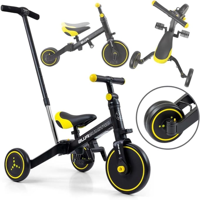 Kindertricycle 4-in-1 - Loopfiets Kinderen - Leren Fietsen - Stalen Frame - 66 cm - Blauw