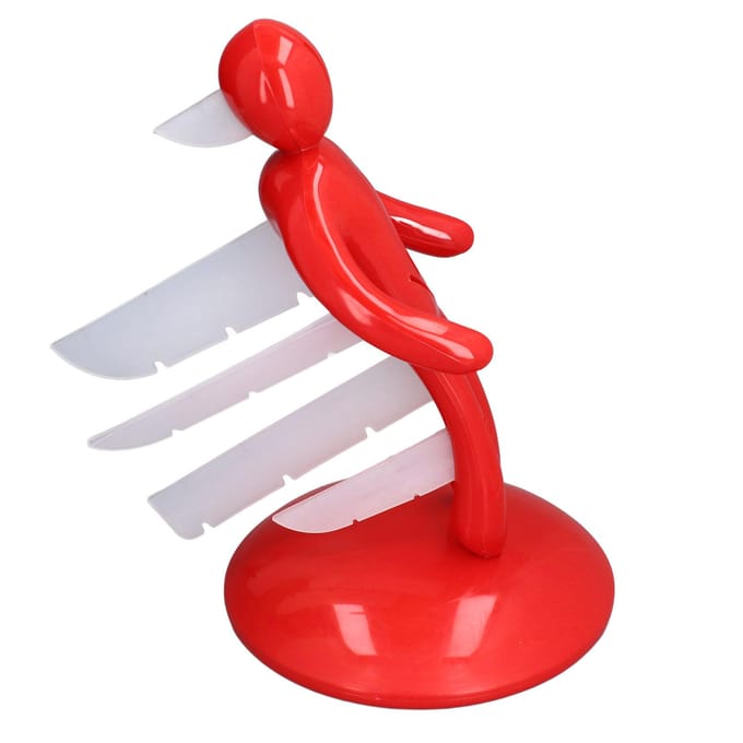 Rode Mensvormige Messenhouder Multifunctionele Nieuwigheid Messenhouder Grappige Keukenmessenhouder red