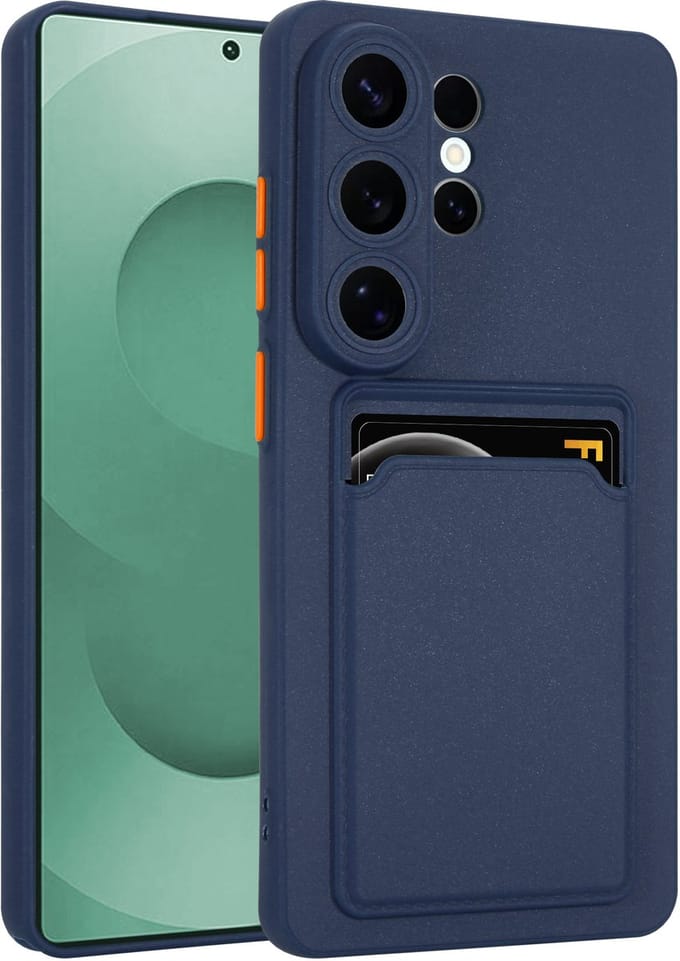 ShieldCase Siliconen Hoesje - Geschikt voor Samsung Galaxy S26 Ultra - Pasjeshouder - Donkerblauw