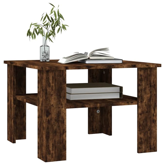vidaXL - Salontafel - 60x60x42 - cm - bewerkt - hout - gerookt - eikenkleurig