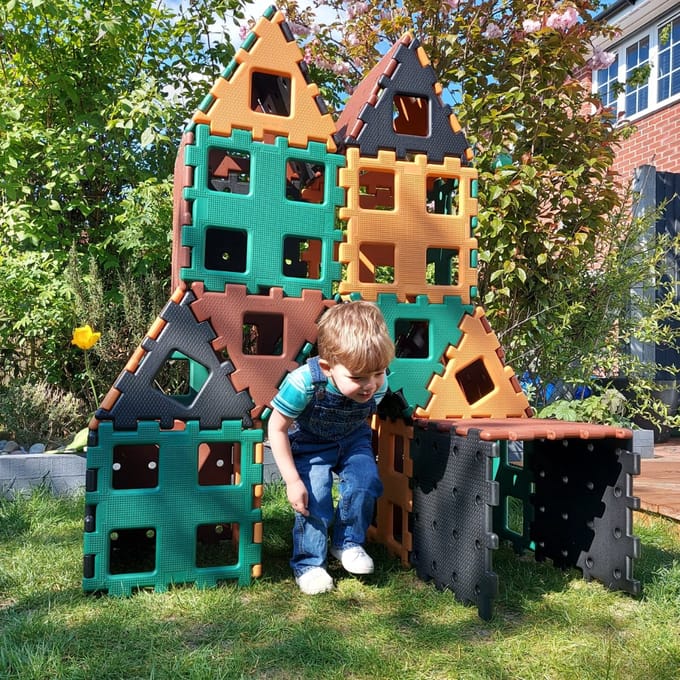 Set 2 XL Polydron platen 24 stuks natuurlijke kleuren