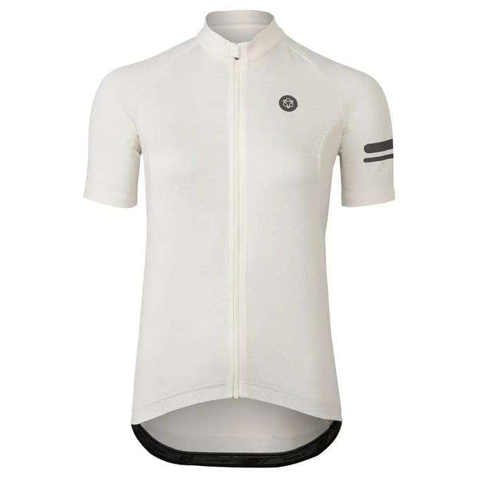 agu Core Fietsshirt Dames Korte Mouwen - Off White - Drie achterzakken - YKK-rits over de hele lengte - Sneldrogend interlock
