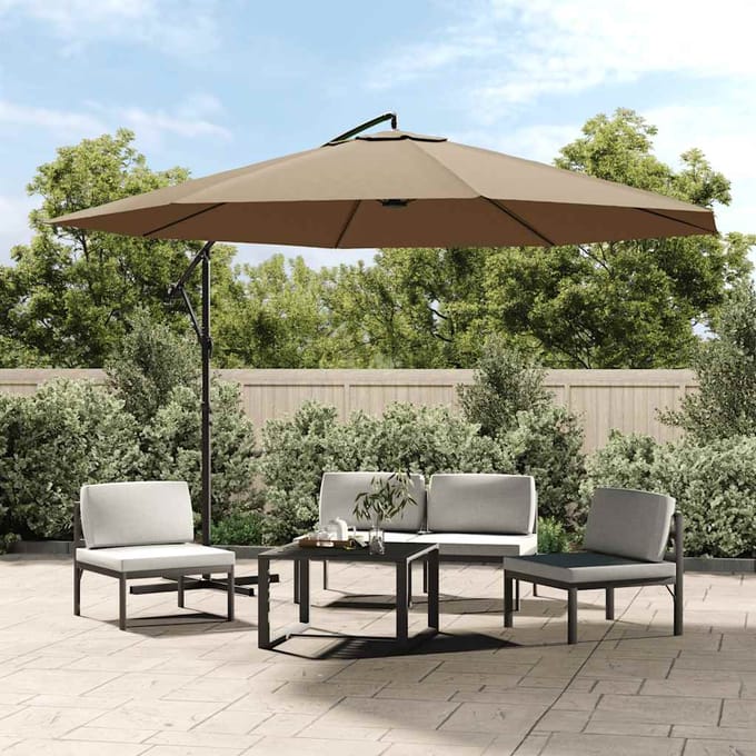 vidaXL - Zweefparasol - met - stalen - paal - 350 - cm - taupe