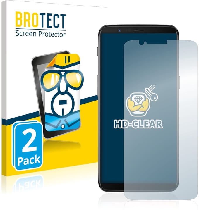 BROTECT - Screenprotector voor OnePlus 5T - Folie Beschermfolie transparant 2 Stuks