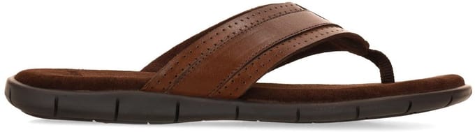 Manfield - Heren - Bruine leren slippers - Maat 41