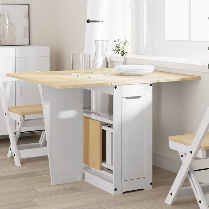 vidaXL - Eettafel - Corona - inklapbaar - massief - grenenhout - wit