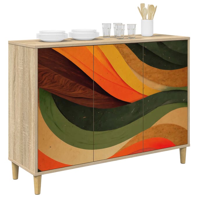 vidaXL - Dressoir - BONN - Sonoma - 102 - x - 33 - x - 75 - cm - Bewerkt - hout