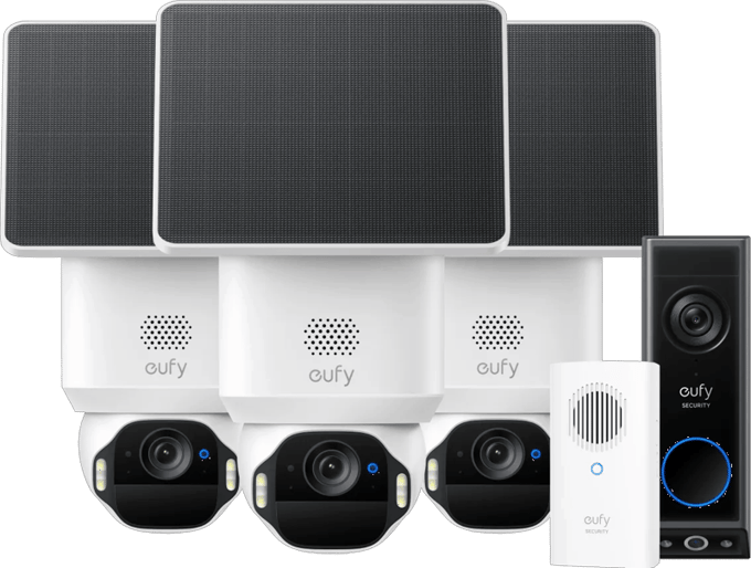 Eufy SoloCam E42 3-Pack + Video Doorbell E340 + Chime