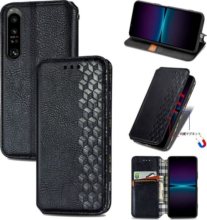 Luxe PU Lederen Ruitpatroon Wallet Case voor Sony Xperia 1 IV _ Zwart